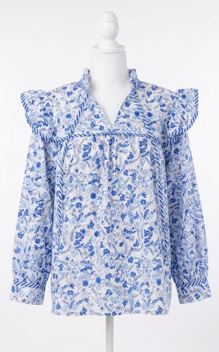 NEW MUDPIE beaufort top in blue
